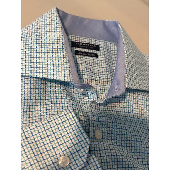 TailorByrd Shirt 15 32/33 Size M Plaid Button Up Long Sleeve Classic Fit - Picture 4 of 11